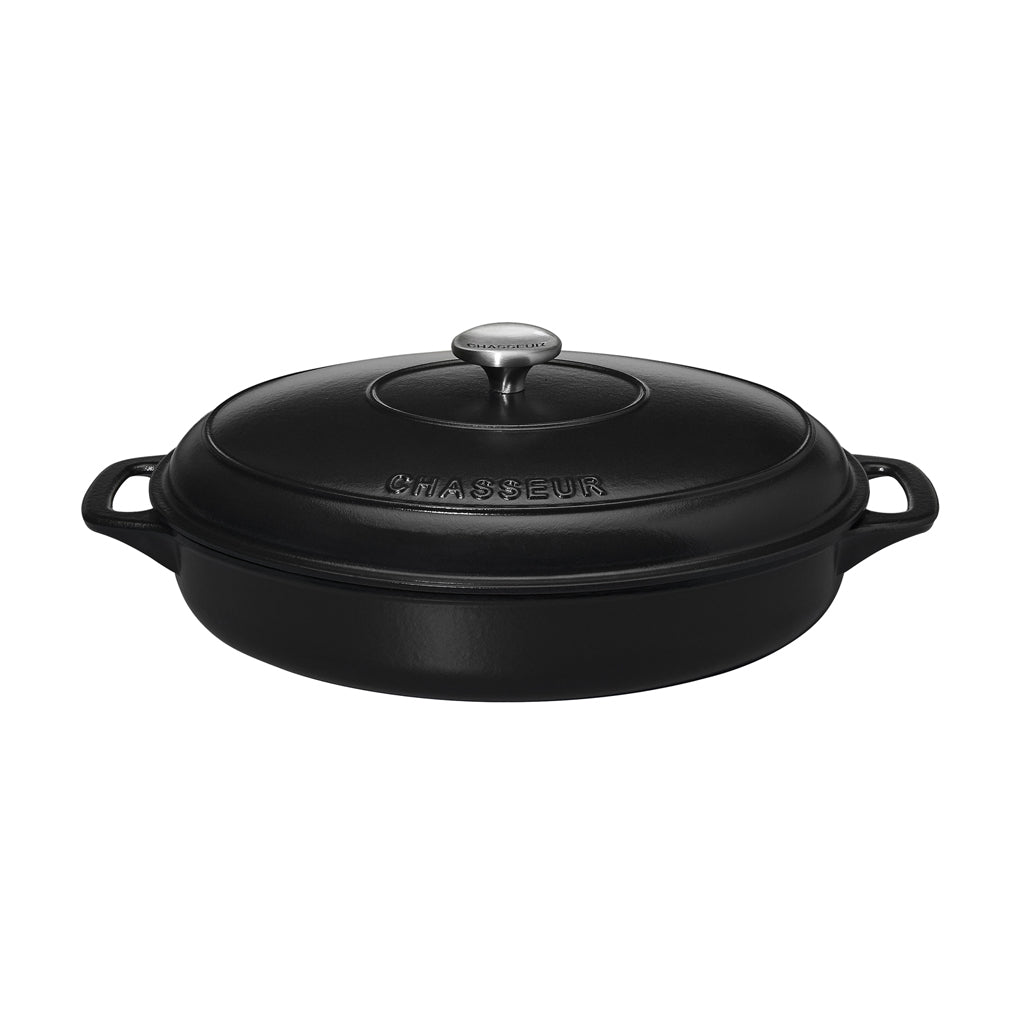 Chasseur Cast Iron Oval Casserole, Matte Black