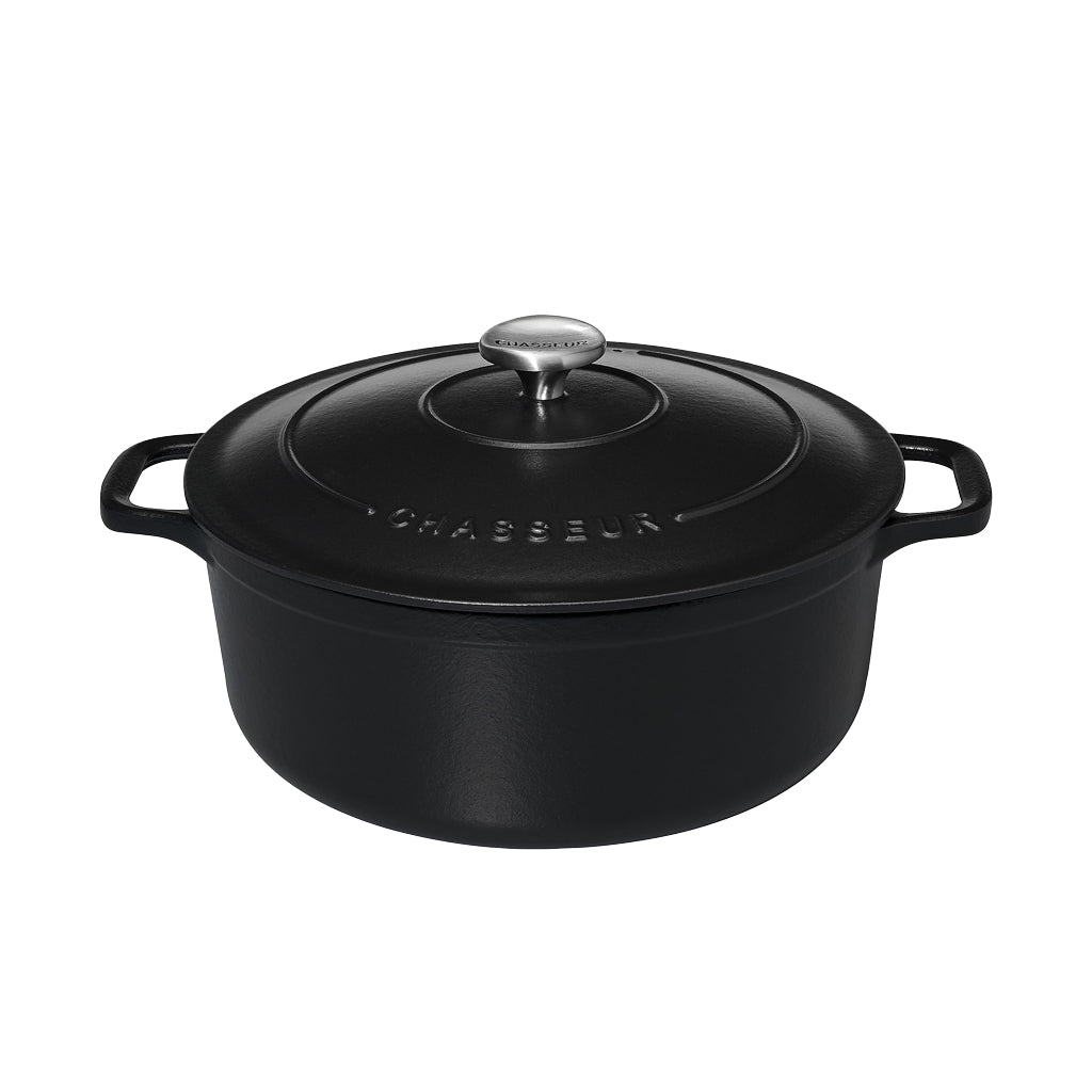 Chasseur Cast Iron Round Casserole, Matte Black