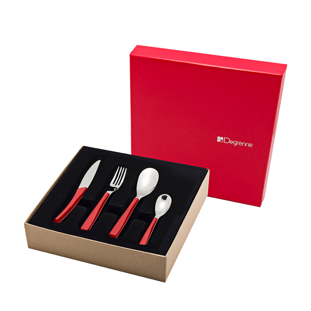 Degrenne Quartz Rouge Cutlery Collection, 24 Pieces