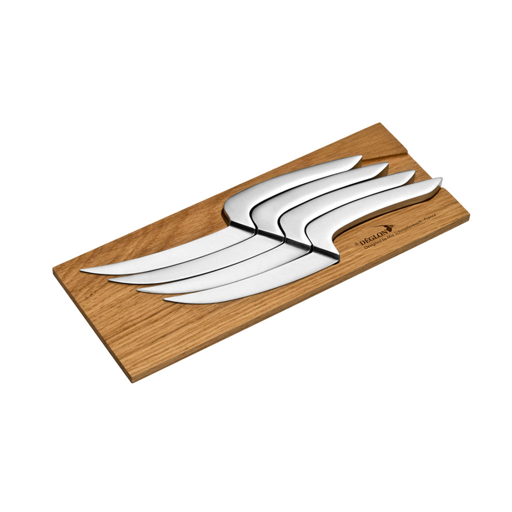 Déglon Meeting® Nested Steak Knives on Oak Base, 5 pieces