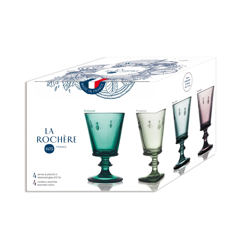 La Rochère Colored Bee Wine Glasses, Assorted Set of 4