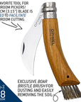 Opinel Oak Mushroom Knife with Brush